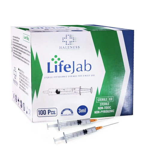 LifeJab Sterile Hypodermic Syringe With Needle 26 Gauge - 3ml