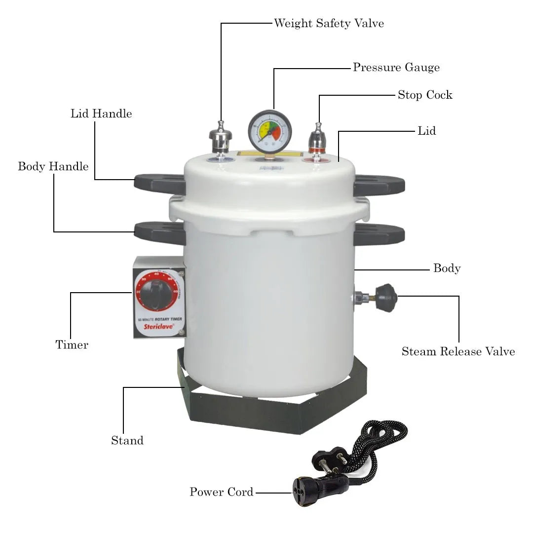 Life Stericlave With Rotary Timer - 14 Litres (Cream) With Drum (8 x 8 inches) [ST911EPT]