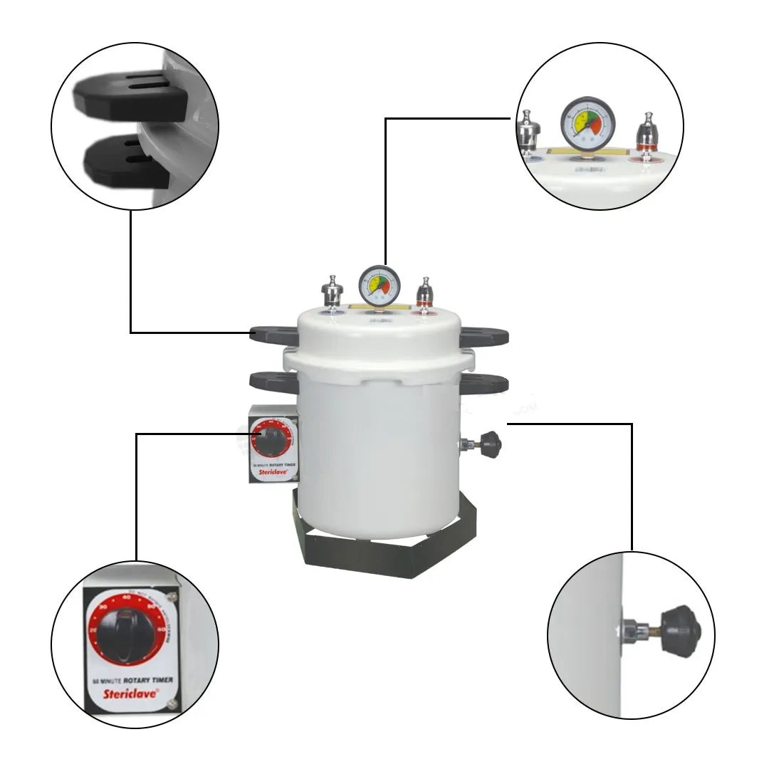 Life Stericlave With Rotary Timer - 14 Litres (Cream) With Drum (8 x 8 inches) [ST911EPT]