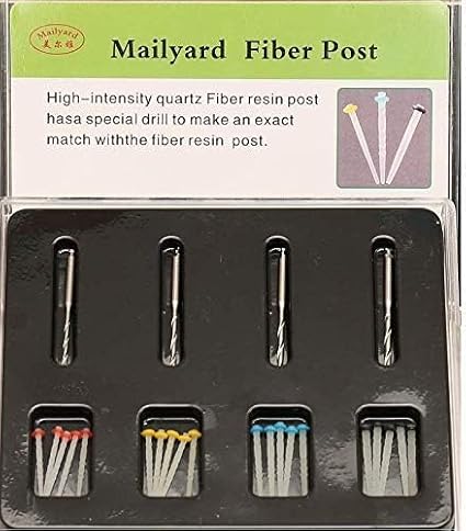 Mailyard Dental Fiber Post with Drill Screw 20 Post + 4 Drills