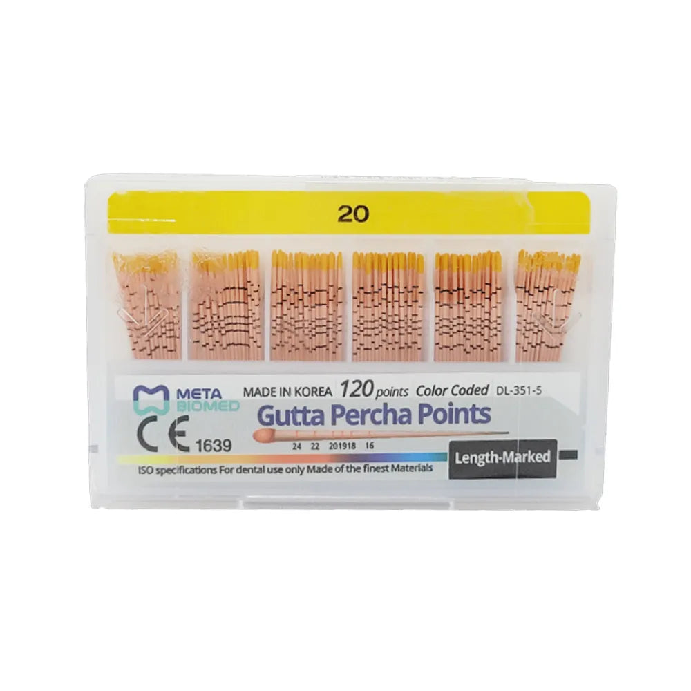 Meta Gutta Percha Points Color Coded Length Marked 2% (120 Points)