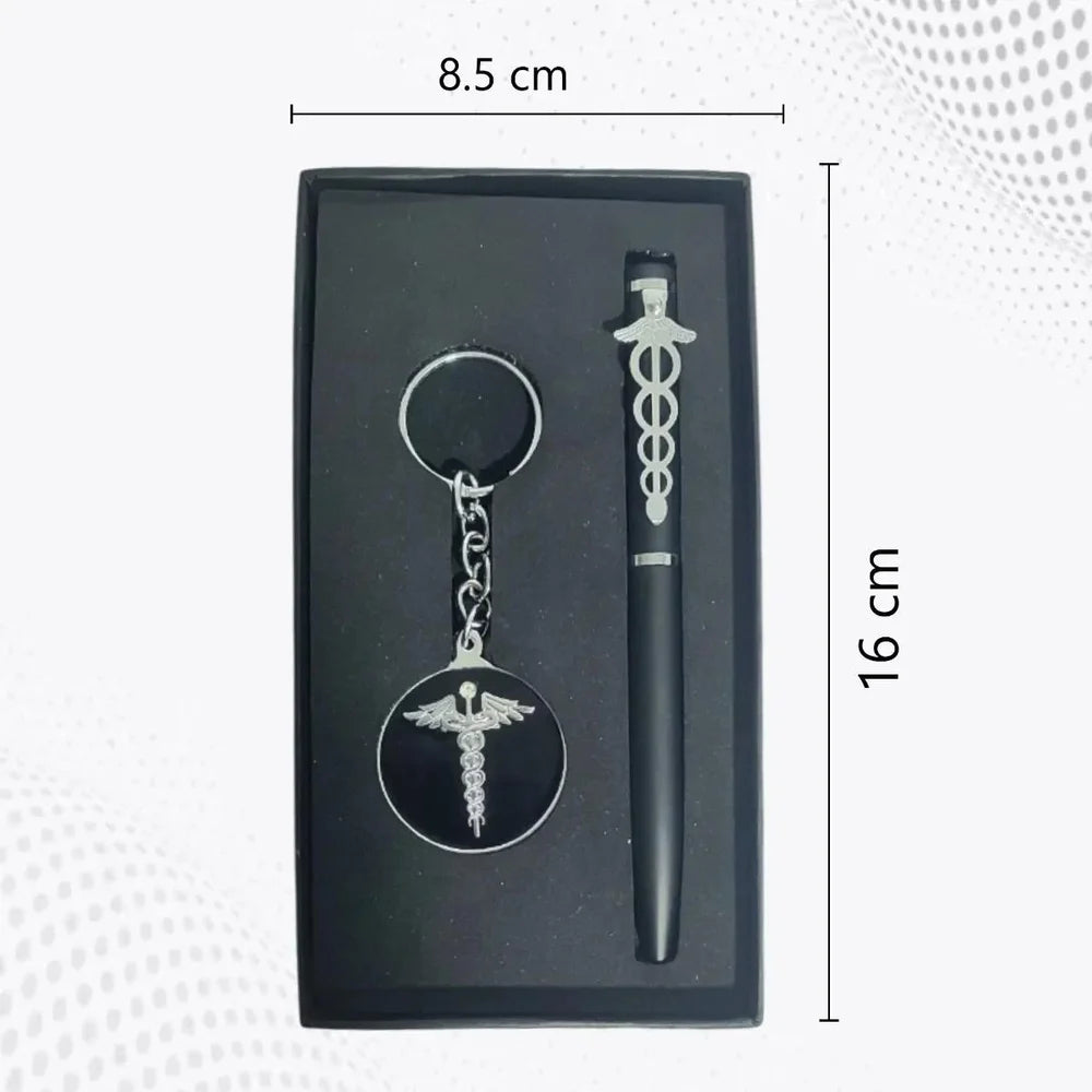 Metal Unique Dents Doctor Pen & Keychain Gifting Set (PK001)