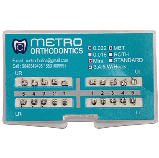 Metro Orthodontics Diamond Series Pack of 20 Metal Conventional Brackets
