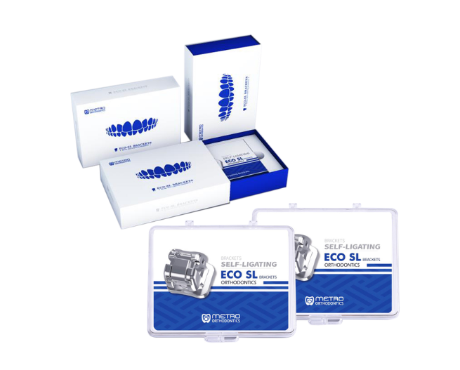 Metro Orthodontics Eco SL Pack of 20 (Wire & Instrument included) Metal Self-Ligating Brackets