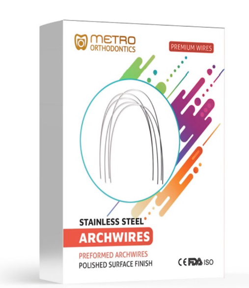 Metro Orthodontics Ovoid Rectangular Stainless Steel Archwires - Upper 0.017 x 0.025