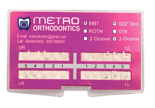 Metro Orthodontics Pink Series Pack of 20 Ceramic Conventional Brackets
