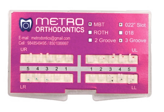Metro Orthodontics Pink Series Upper/Lower 3-3 022 Ceramic Conventional Brackets