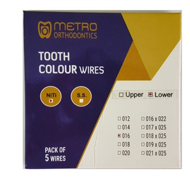 Metro Orthodontics Round Tooth Coloured Super Elastic Stainless Steel Archwires - Upper