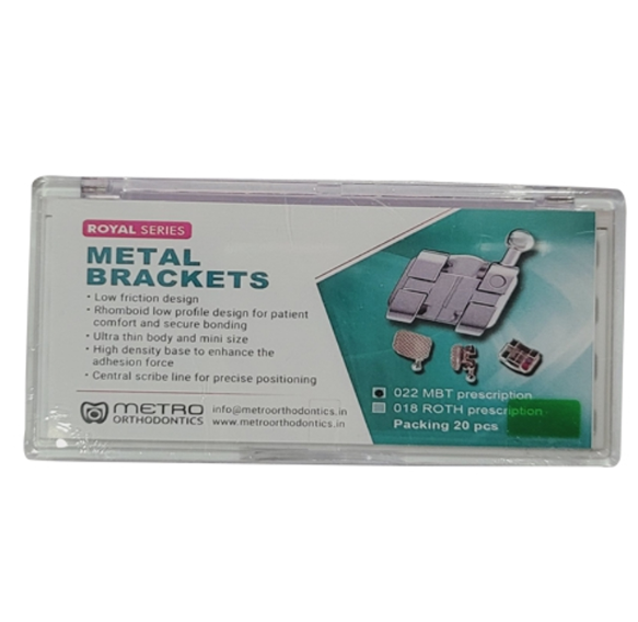 Metro Orthodontics Royal Series Pack of 20 Metal Conventional Brackets