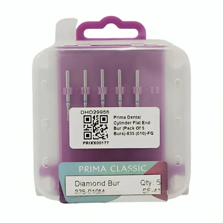 Prima Dental Cylinder Flat End Bur (Pack Of 5 Burs)