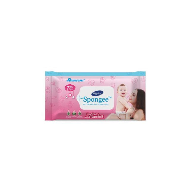 Romsons Dignity Spongee Baby Wet Wipe - 15 x 20 Pack of 72 (GS-8482)