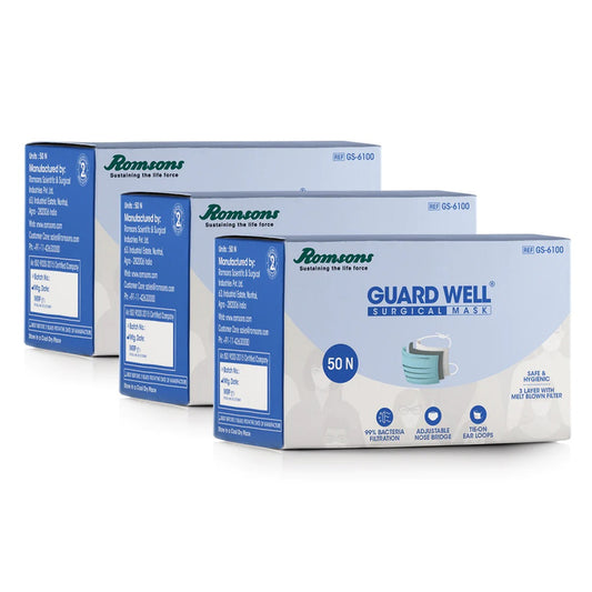 Romsons Guard Well 3Ply Surgical Tie On Face Mask - Pack of 50 (GS-6100)