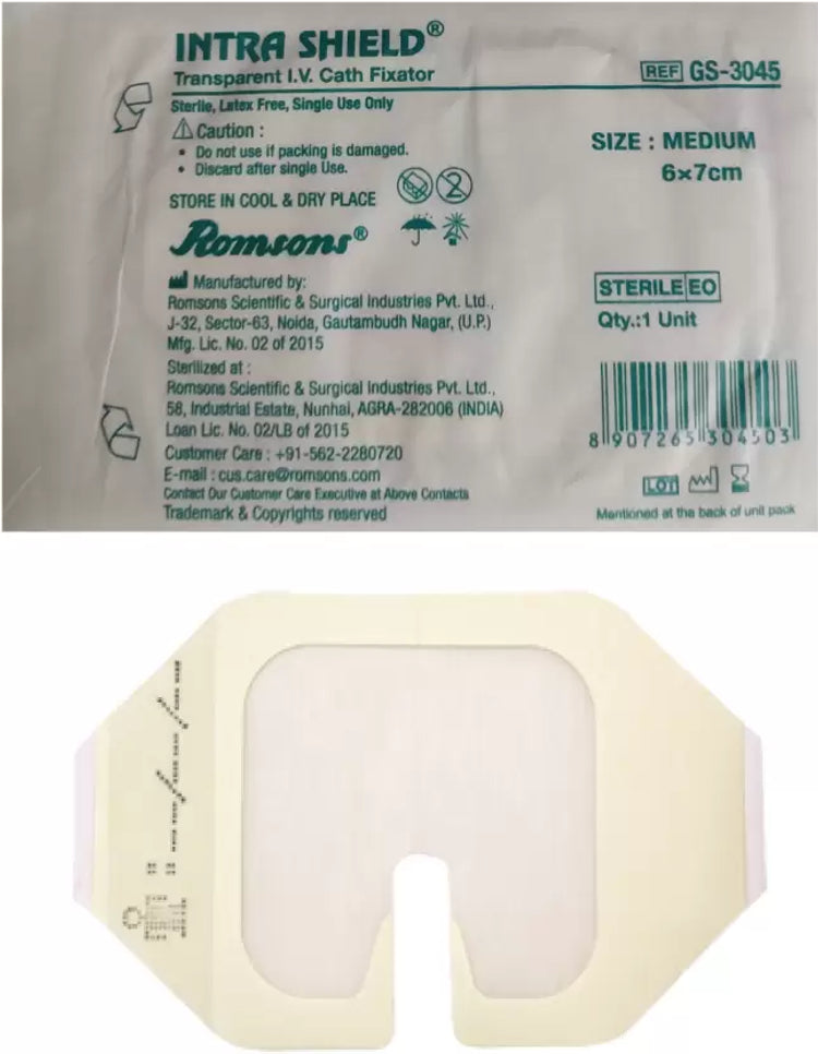 Romsons Intra Shield Transparent Cannula Fixator - Pack of 100 (GS-3045)