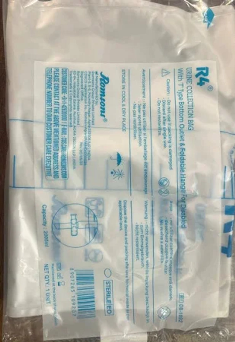 Romsons R4 Urine Collection Bag - 2000ml Pack of 25 (DB-1092)