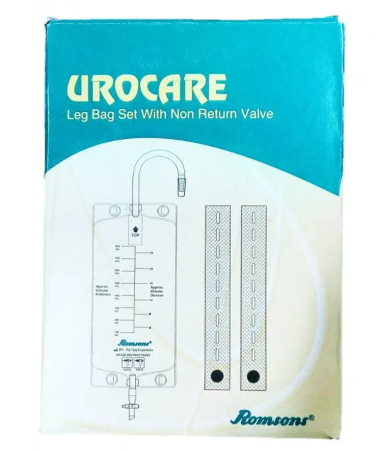 Romsons Urocare Leg Bag Set with Non-Return Valve 800ml DB-1060L