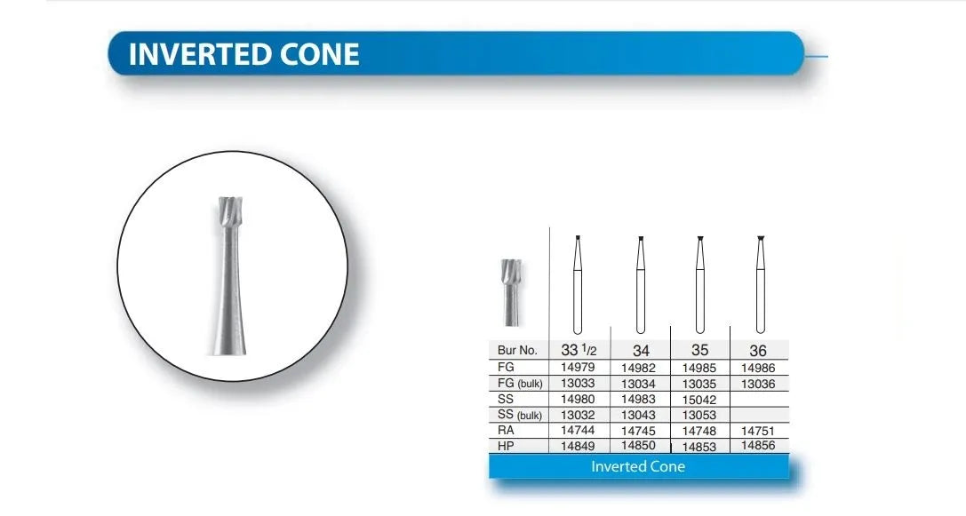 SS White Carbide Bur Inverted Cone HP