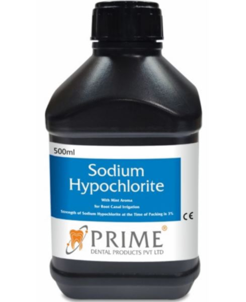 Prime Dental Sodium Hypochlorite Root Canal Irrigant Activator - 5.25% (500ml Pack)