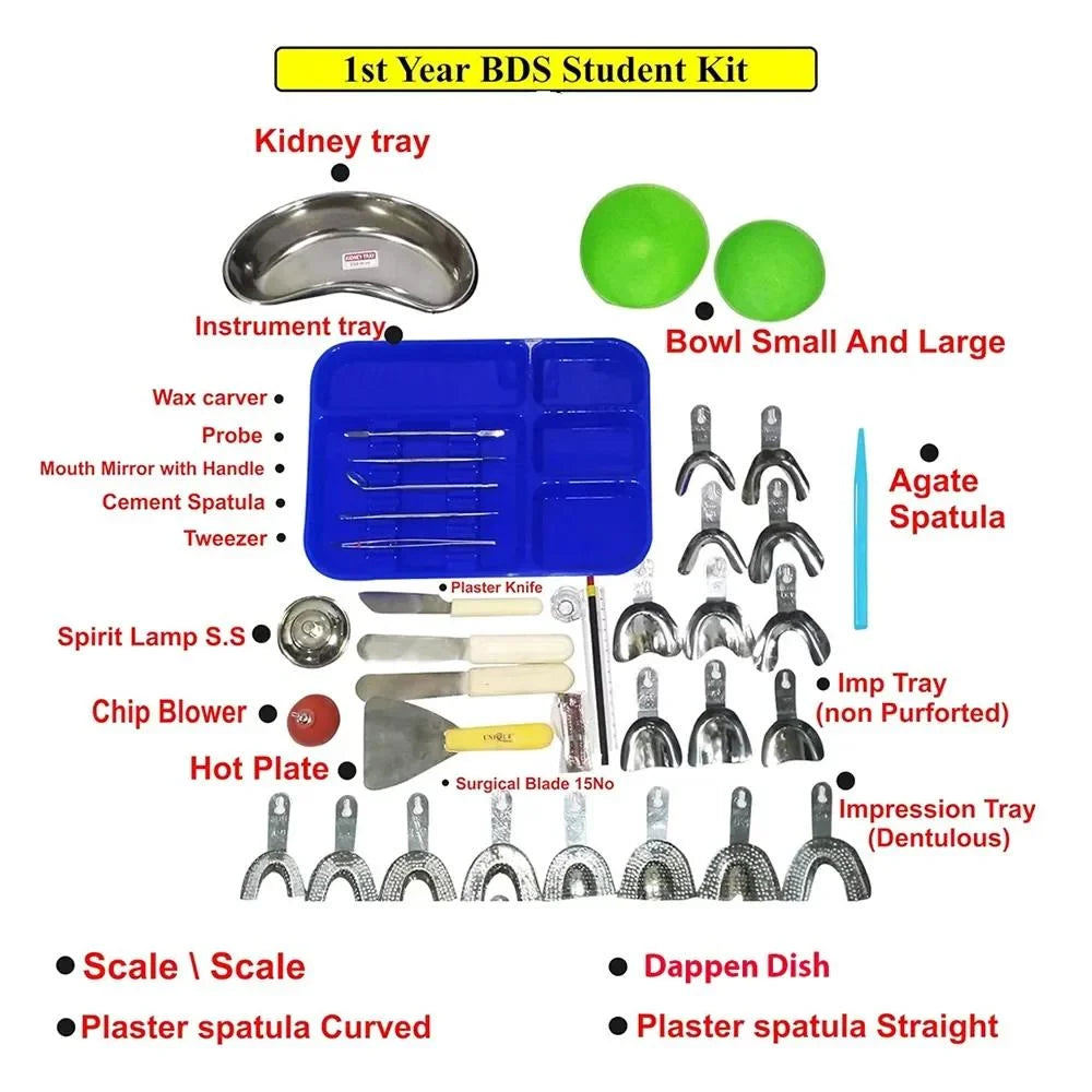 Stainless Steel Unique Dents Instrument Kit For 1st Year BDS Students