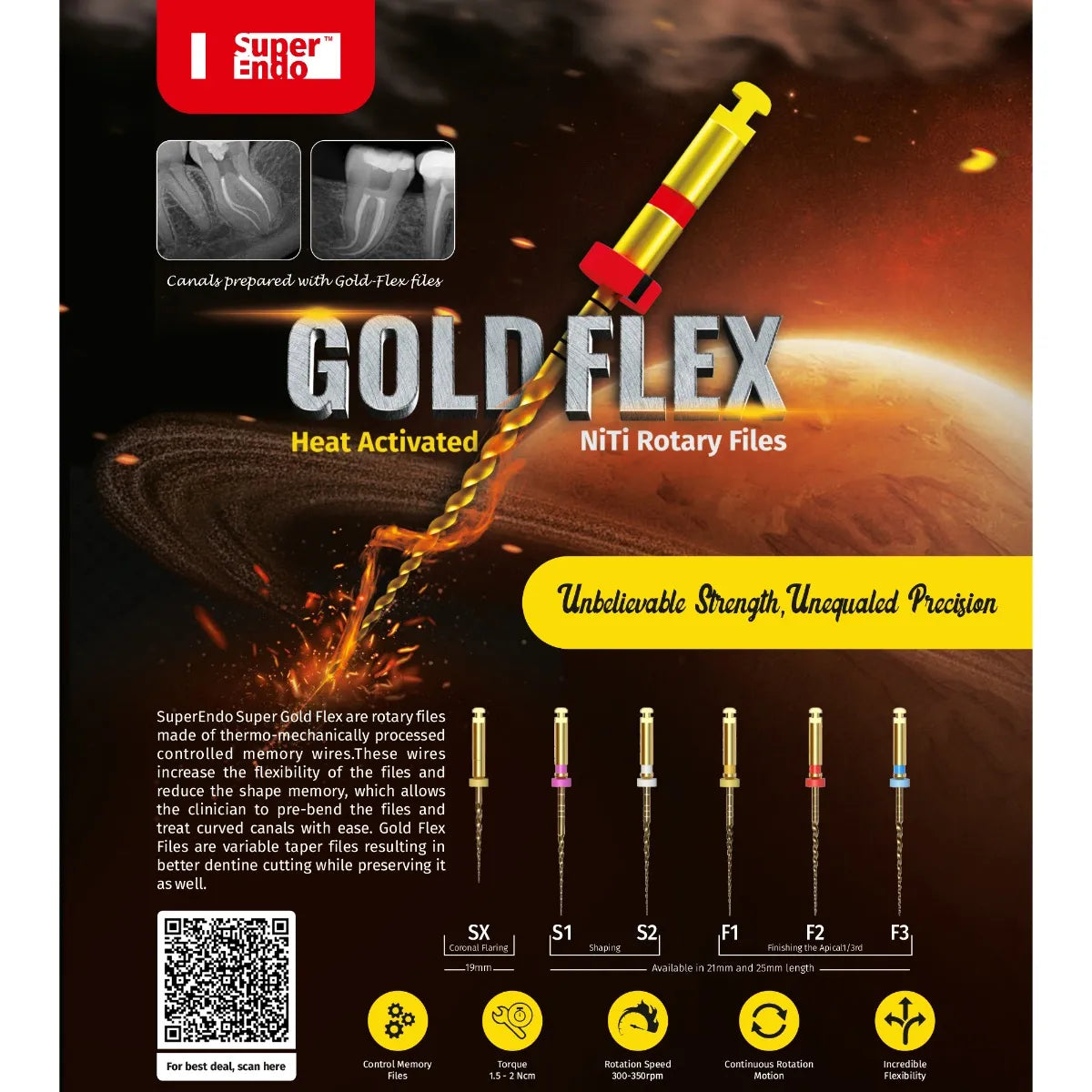 SuperEndo Gold-Flex Rotary Files (Pack of 6)