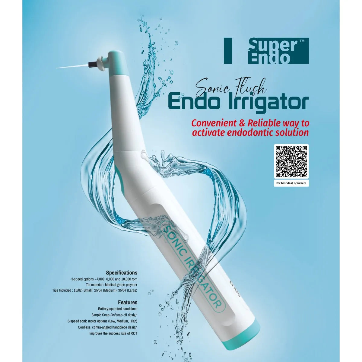 SuperEndo Sonic Flush Endo Irrigator (120 Tips Free)