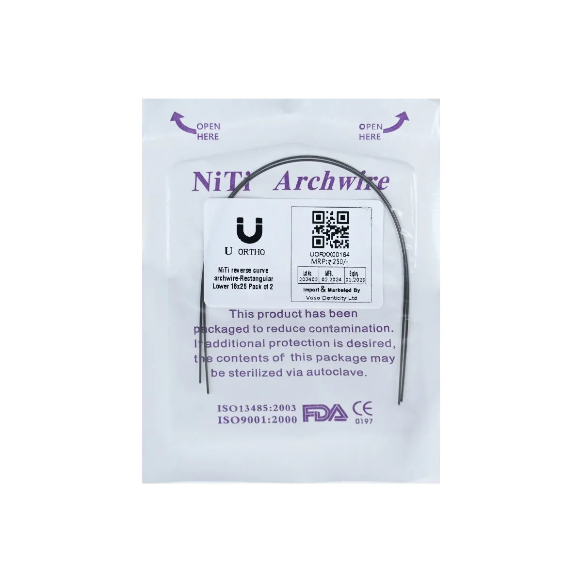 U ortho Niti Reverse Curve Archwire -Rectangular