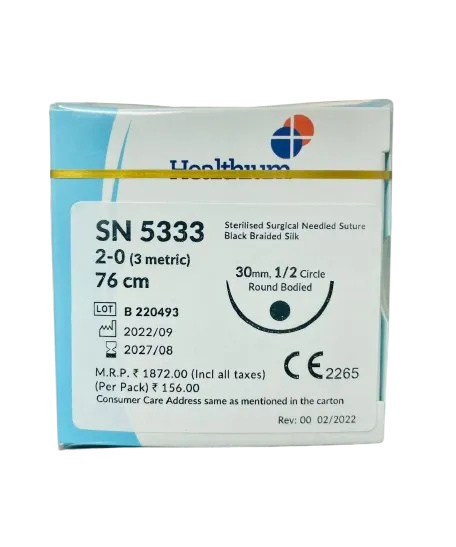 Healthium Trusilk Black Braided Silk Non- Absorbable Sutures