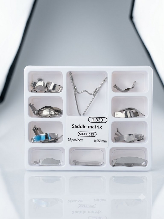 Denext Universal Saddle Matrix System (Model 1.330) - 36 Pcs/Box with Spring Clip, 0.050mm