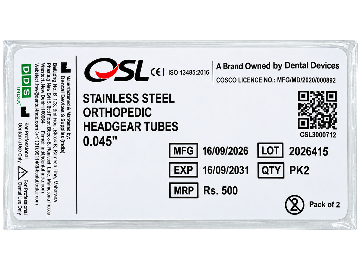 OSL Stainless Steel Orthopedic Headgear Tubes 0.045 (Pack Of 2)