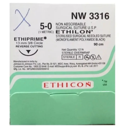 Ethicon Ethilon Sutures #5-0, 3/8 Circle Reverse Cutting (NW-3316)