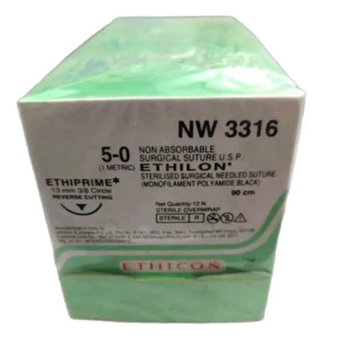 Ethicon Ethilon Sutures #5-0, 3/8 Circle Reverse Cutting (NW-3316)