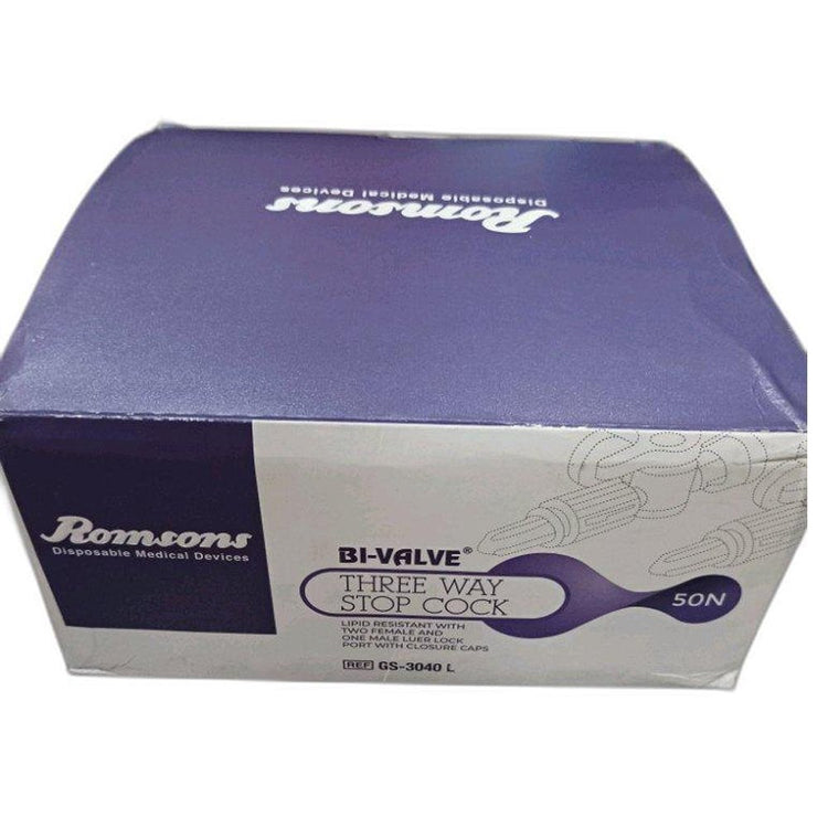 Romsons Bi-Valve 3 Way Stop Cock Stopcock - Pack of 50