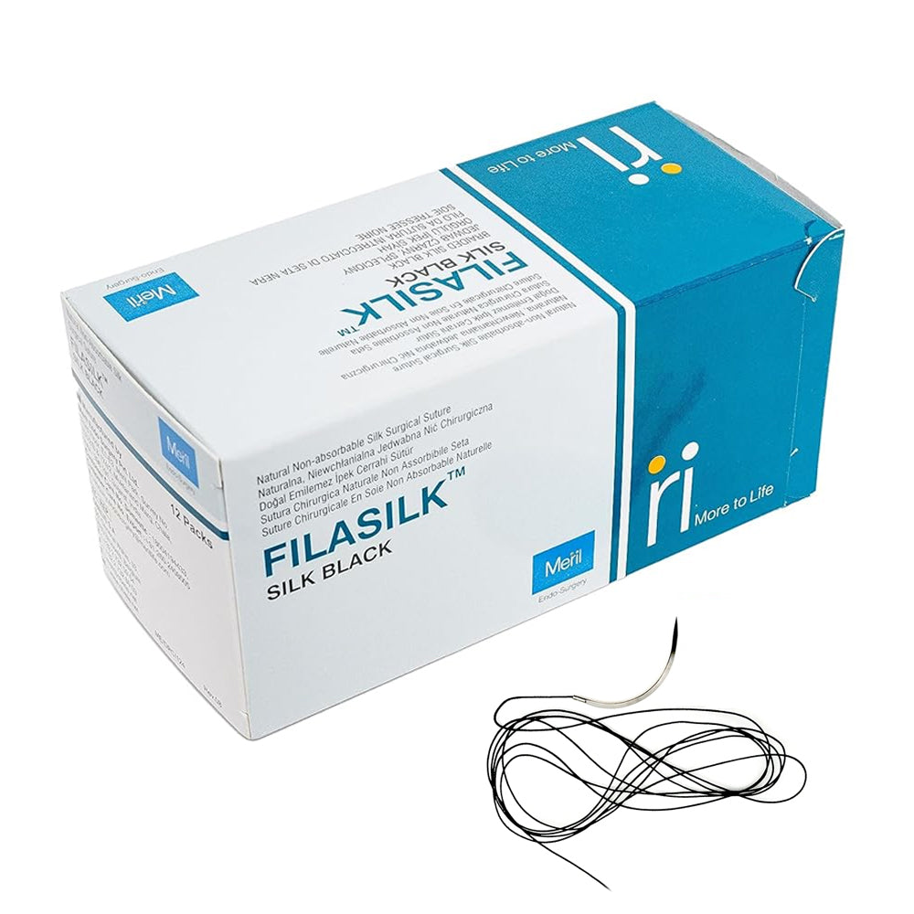 Meril Filasilk #3-0 Black Braided Silk Suture