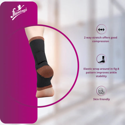 Flamingo Ankle Grip - Large Black & Orange