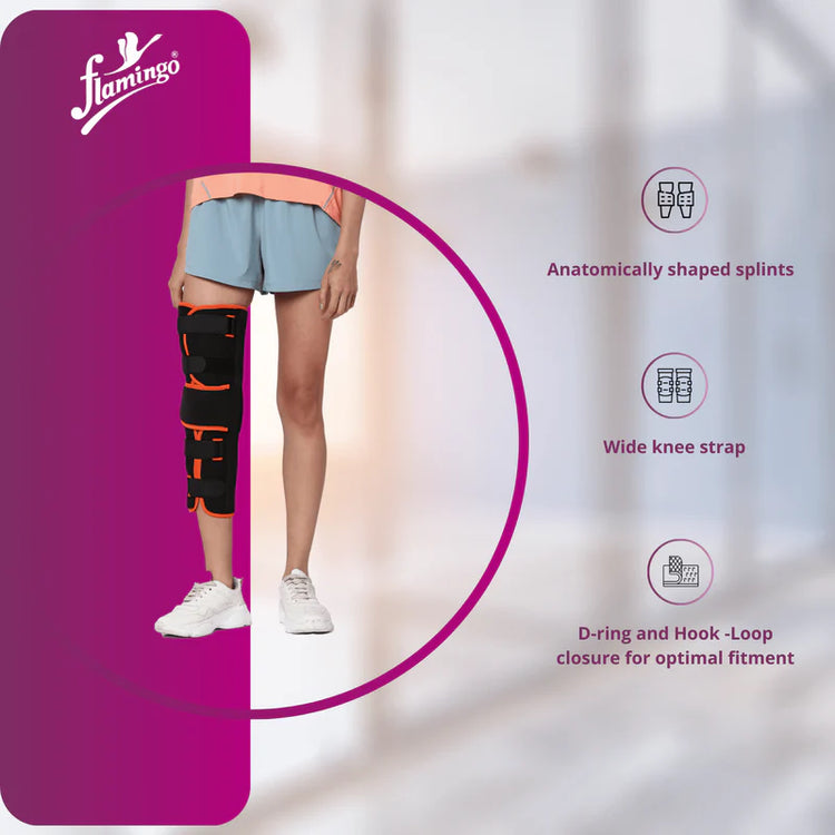 Flamingo Knee Brace - Long Black & Orange