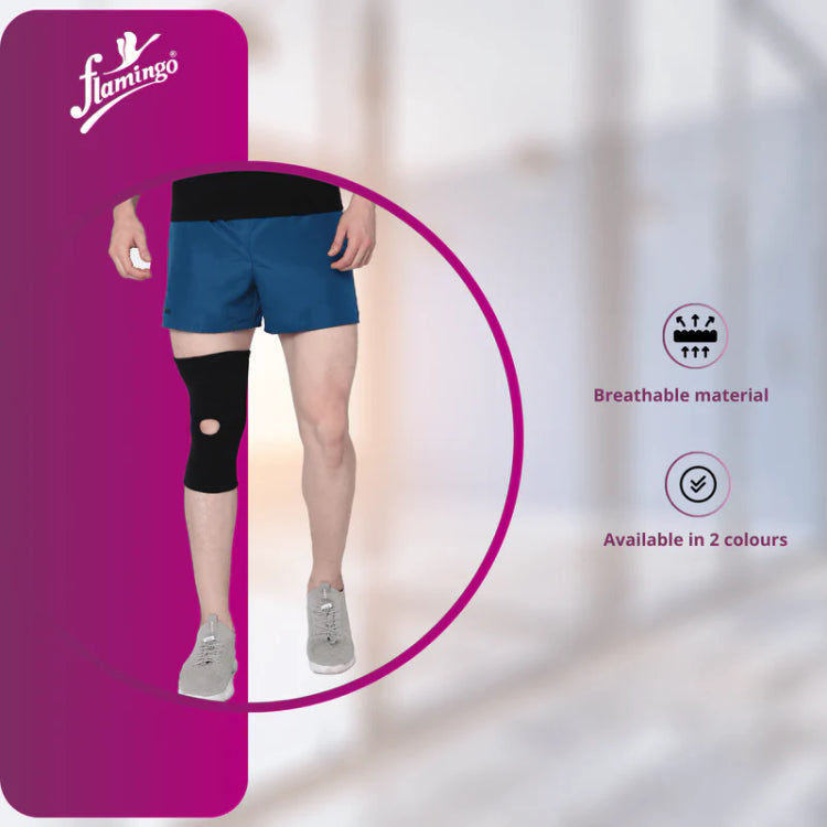 Flamingo Open Patella Knee Cap - Black
