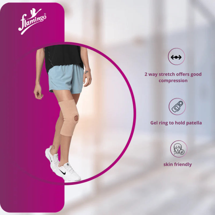 Flamingo Open Patella Knee Cap - Black