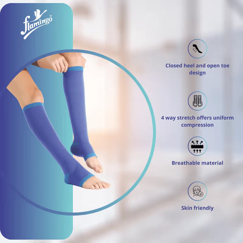 Flamingo Premium Below Knee Stockings - Blue
