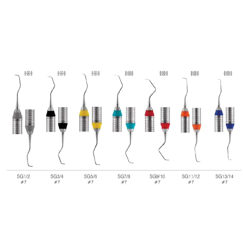 GDC Gracey Curettes Colour Coded Set of 7 In Pouch - GCCCP7#7