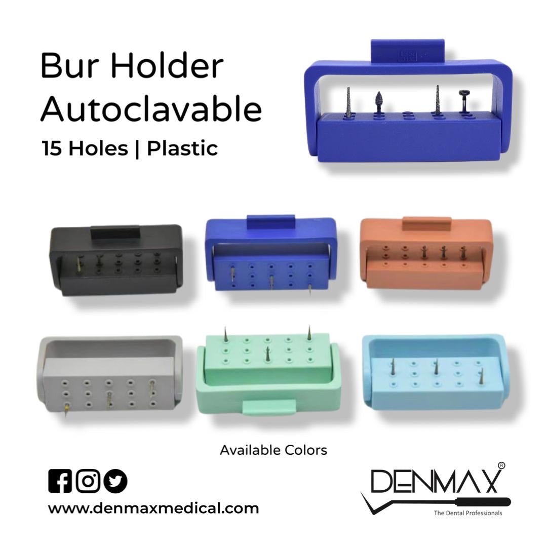 Denmax Autoclavable Bur Holder 15 Holes Front Angle View