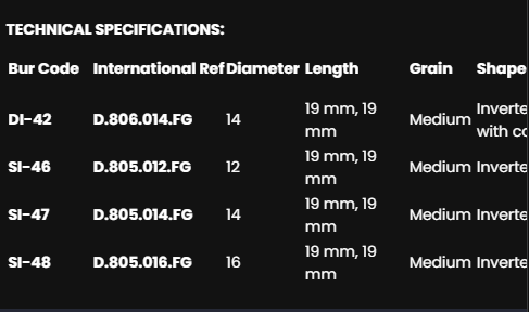 Frank Dental Straight Inverted Cone Diamond Bur FG -SI & DI (Made in Germany)