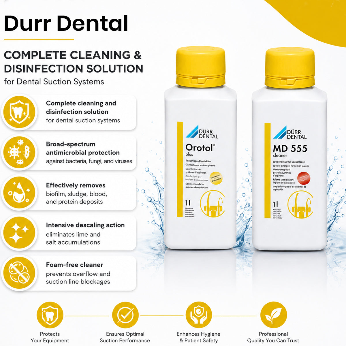 Durr Dental Orotol Plus Disinfectant Solution & MD 555 Cleaner Combo Pack