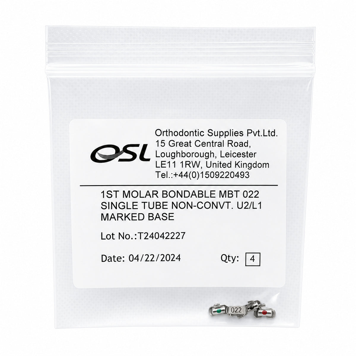 OSL 1st Molar Bondable Buccal Tubes MBT 0.022 (Pack of 4)