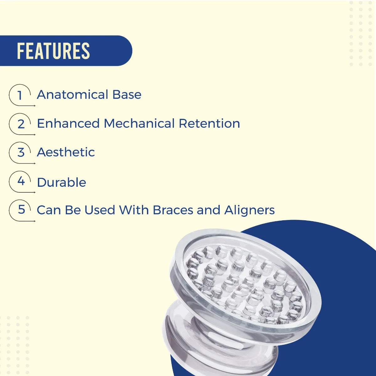OrthoMetric Iceram Ceramic Concave Button For Bonding (2/Pk) - 30.10.3002