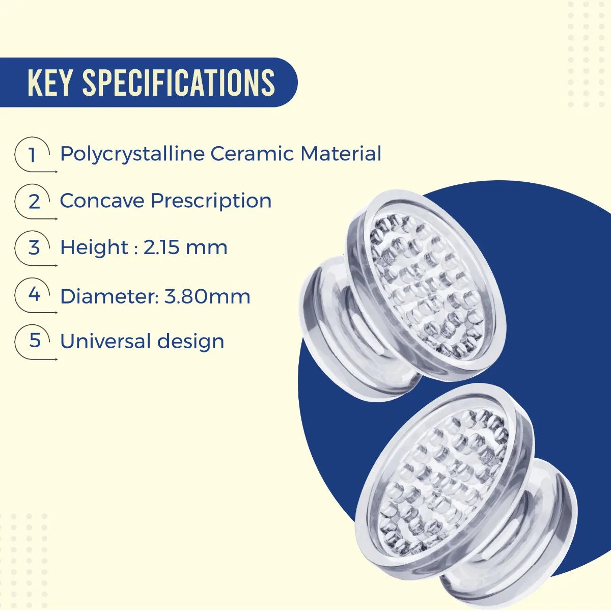 OrthoMetric Iceram Ceramic Concave Button For Bonding (2/Pk) - 30.10.3002