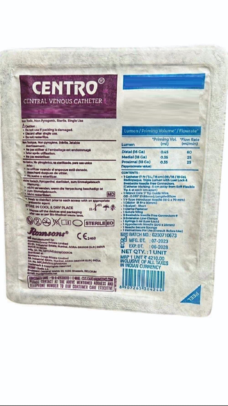 Romsons Centro Single Lumen Central Venous Catheter -Pack of 10