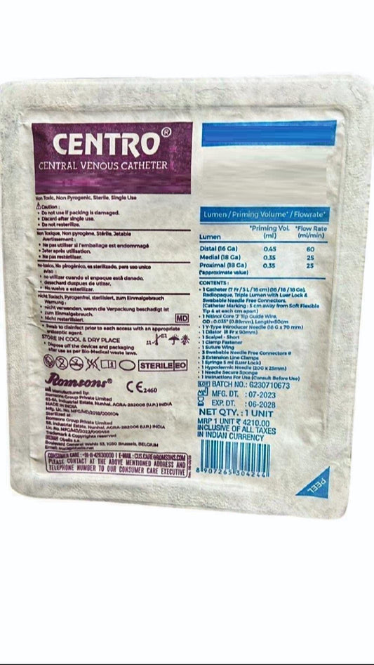 Romsons Centro Single Lumen Central Venous Catheter -Pack of 10