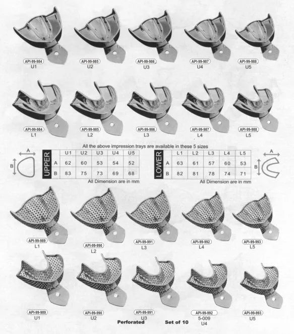 API Impression Trays Perforated/Non-Perforated