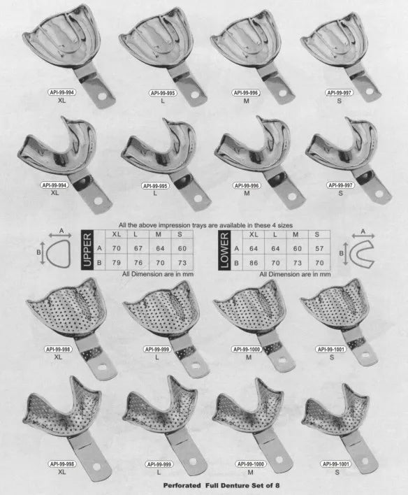 API Impression Trays Perforated/Non-Perforated