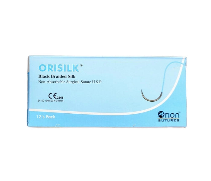 ORISILK SURGICAL SILK SUTURE NEEDLED, 3-0 (PACK OF 12 SUTURES)