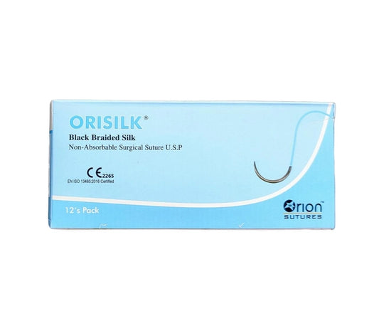 ORISILK SURGICAL SILK SUTURE NEEDLED, 3-0 (PACK OF 12 SUTURES)